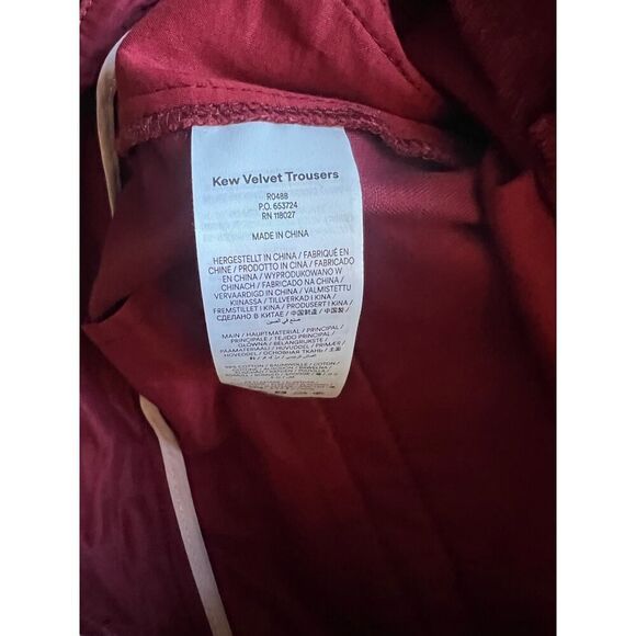Boden NWT Women's Red Kew Velvet Pants MSRP $160 Size 8R - Picture 6 of 7